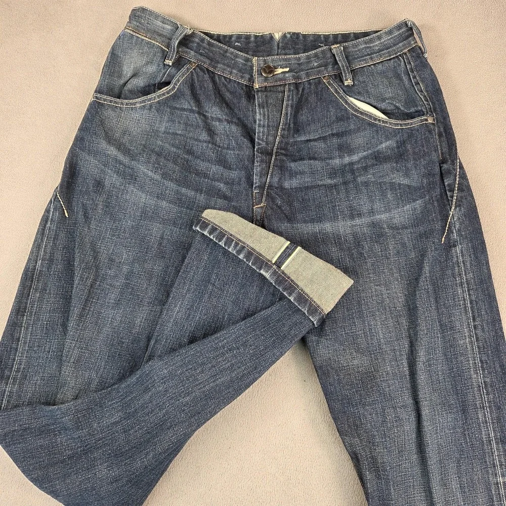 Levi's Jeans Mens Blue Denim Selvedge Straight Leg Two Horse Fits 30x34 Altered